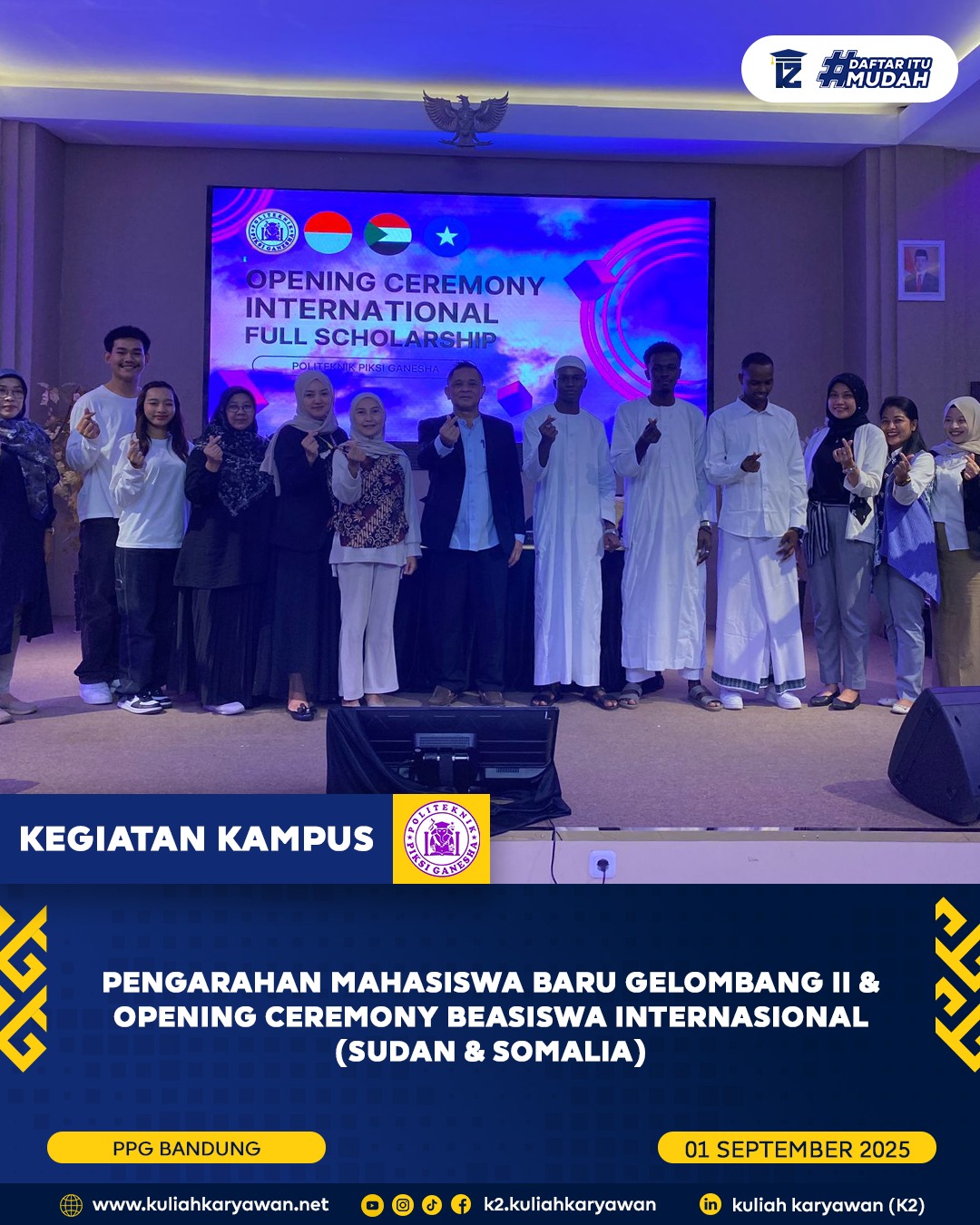 Beasiswa Internasional, Mahasiswa Asing, Sudan, Somalia, Politeknik Piksi Ganesha, PPG Bandung, Kuli