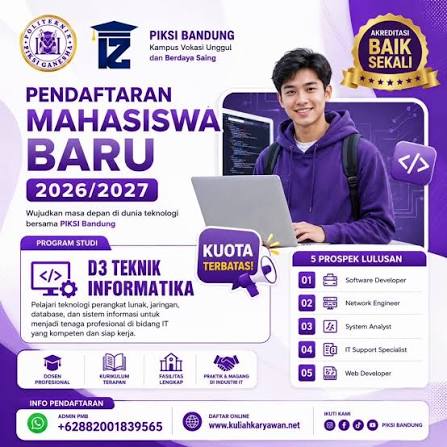 Diploma Tiga Jurusan Teknik Informatika Piksi Ganesha Bandung Cepat Kerja