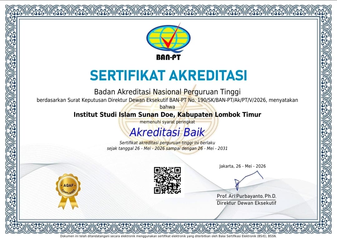 Akreditasi Kampus Institut Studi Islam Sunan Doe