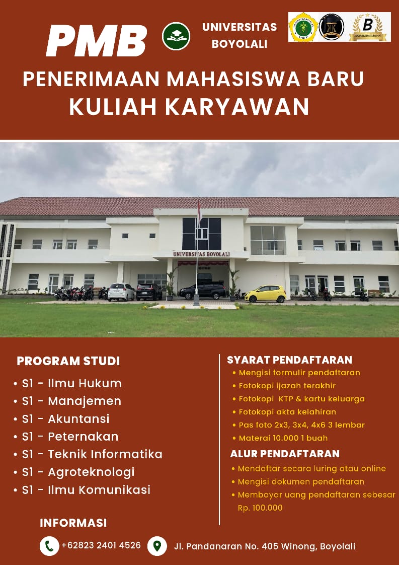 Penerimaan Mahasiswa Baru Kuliah Karyawan Universitas Boyolali