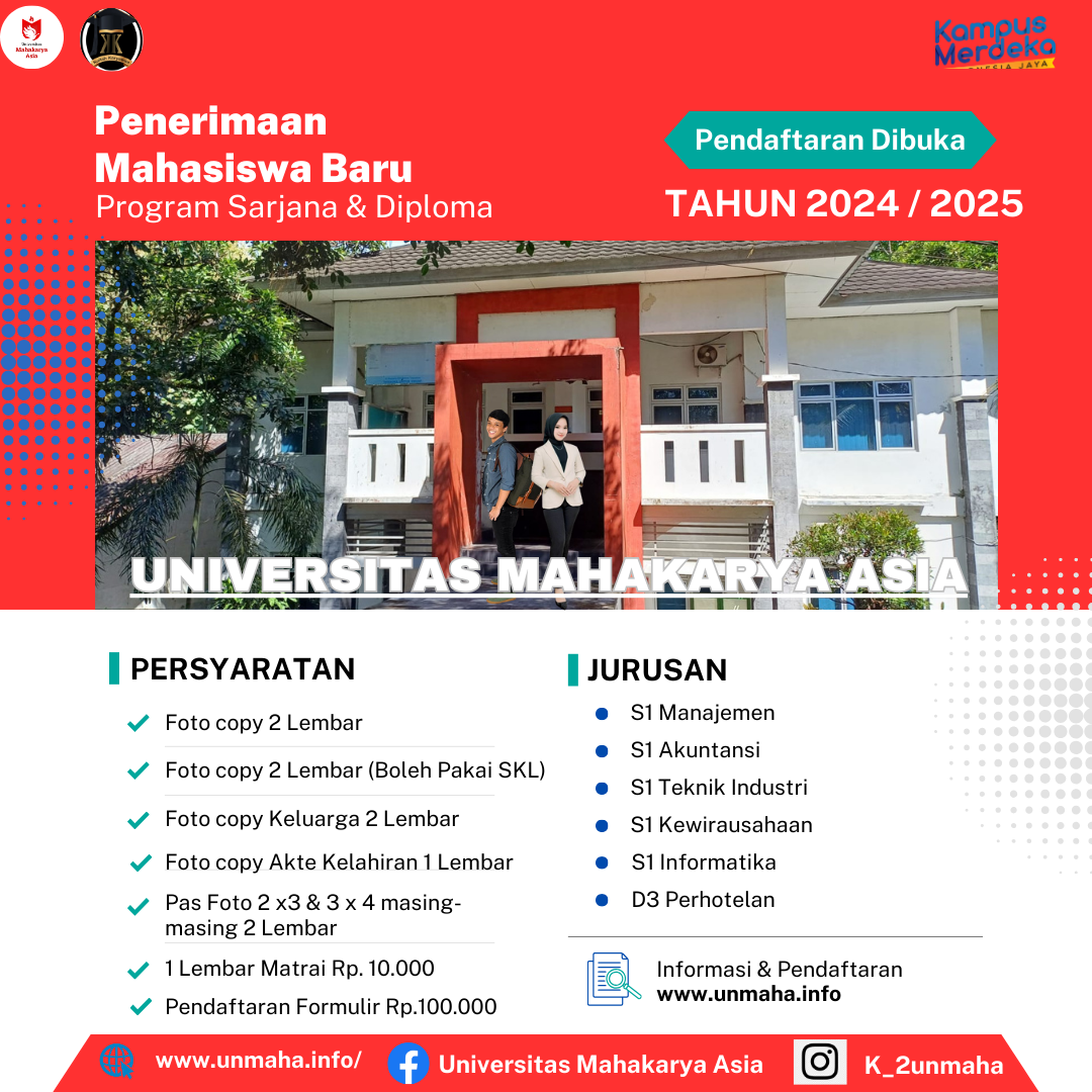 Universitas Mahakarya Asia Masih Membuka Kelas Karyawan Tahun Ajaran 2024 / 2025