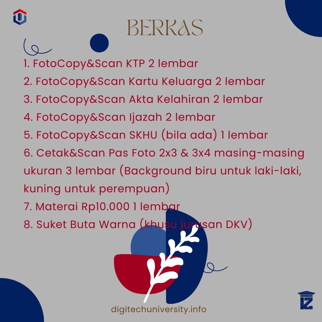Persyaratan Berkas Pendaftaran di Kampus Digitech University