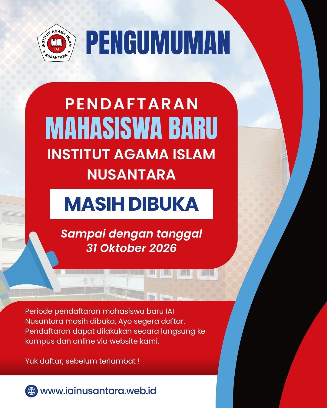 Pendaftaran Mahasiswa Baru IAI Nusantara Masih Dibuka