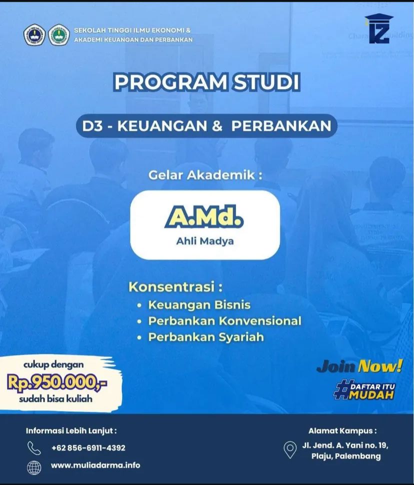 Biaya Kuliah D3 Akademi Keungan & Perbankan Mulia Darma Palembang