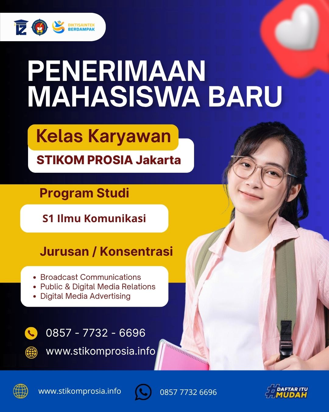Daftar S1 Ilmu Komunikasi Kelas Karyawan STIKOM PROSIA Jakarta