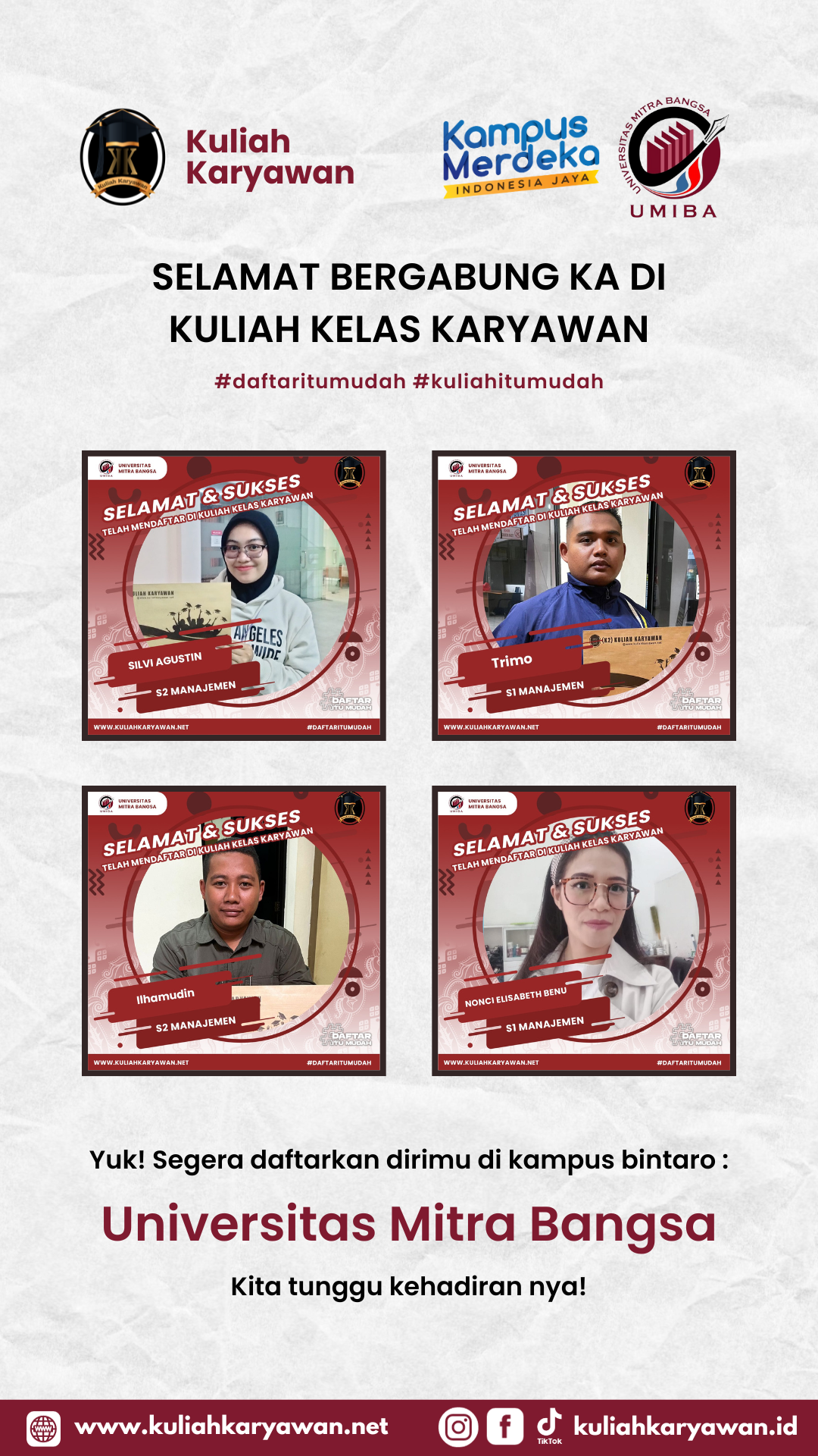 Kelas Karyawan Shift Universitas Mitra Bangsa Kampus Bintaro