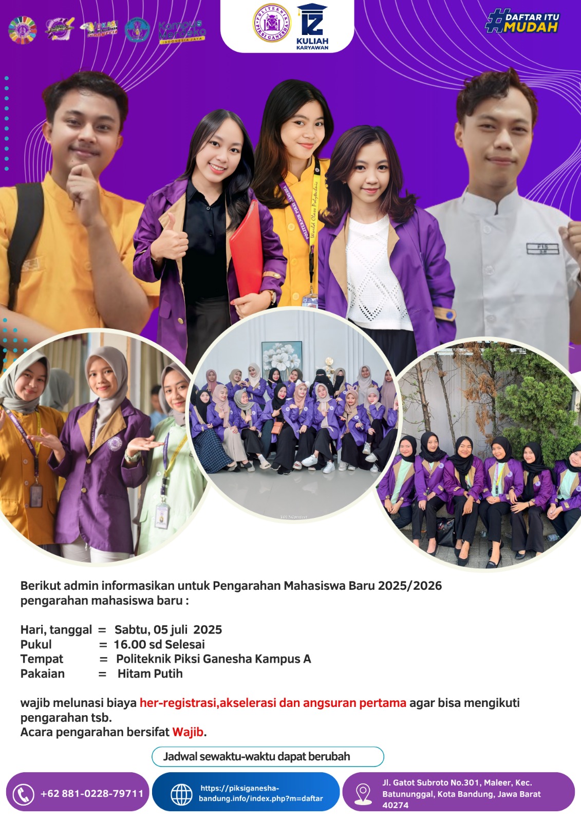 Pengarahan Mahasiswa Baru Politeknik Piksi Ganesha Tahun Ajaran 2025/2026