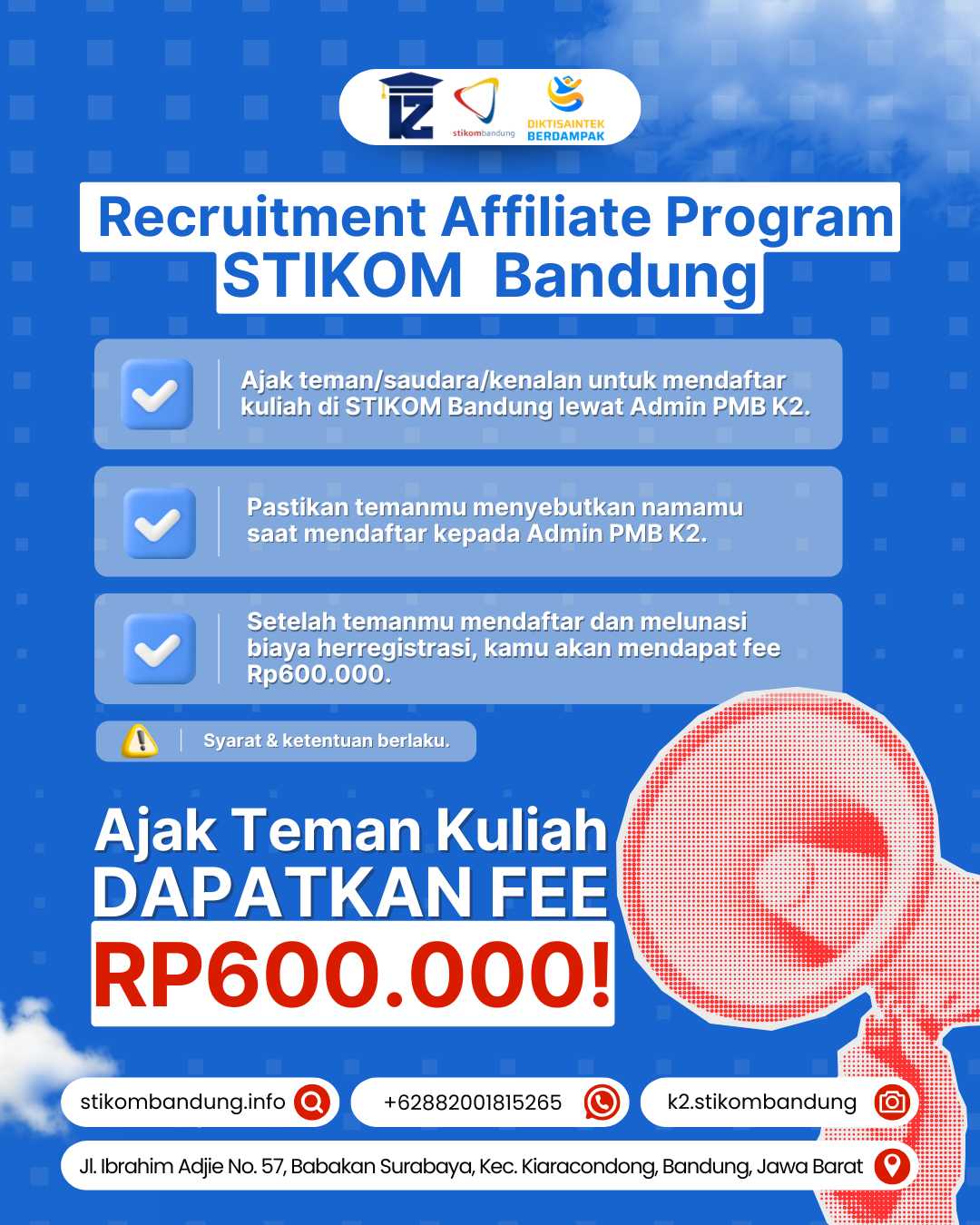 Ajak Teman Kuliah Dapat Fee Rp600.000 Yuk Gabung Program Affiliate STIKOM Bandung