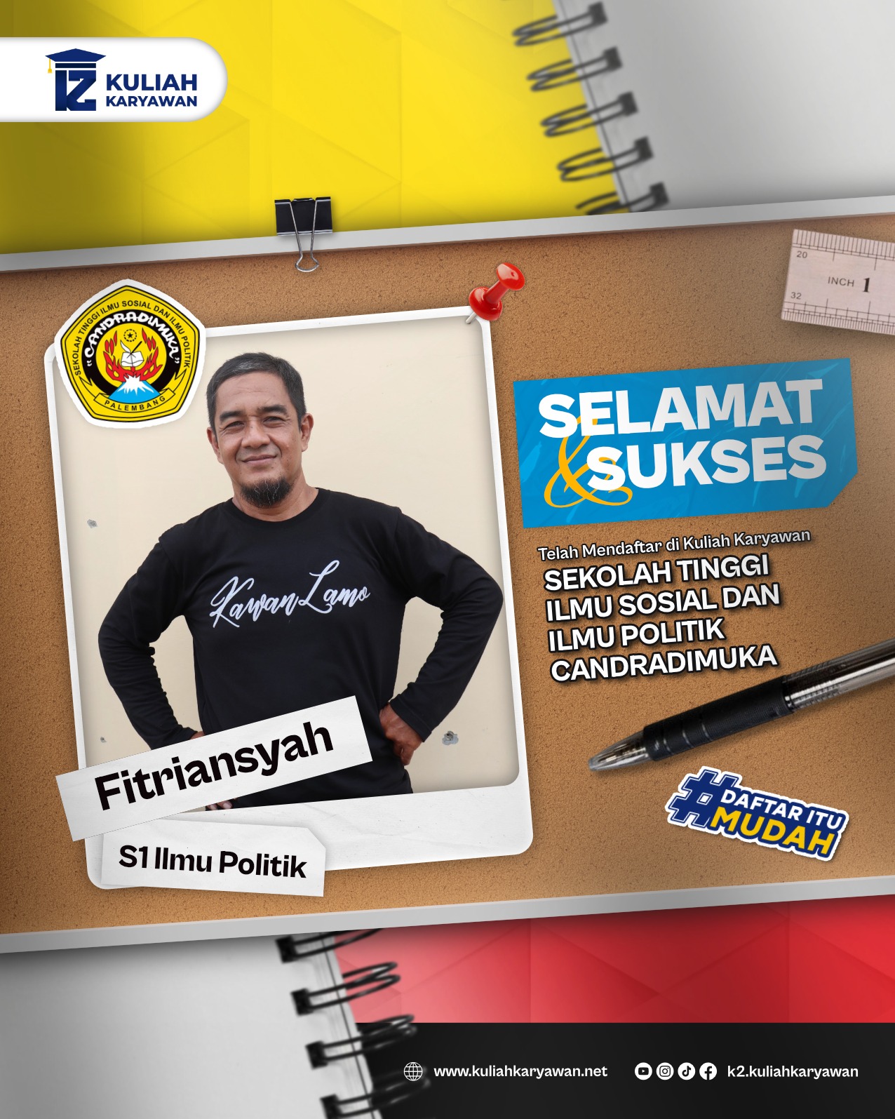 Biaya Kuliah Jurusan S1 Ilmu Poltik Di Kampus STISIPOL Candradimuka Palembang