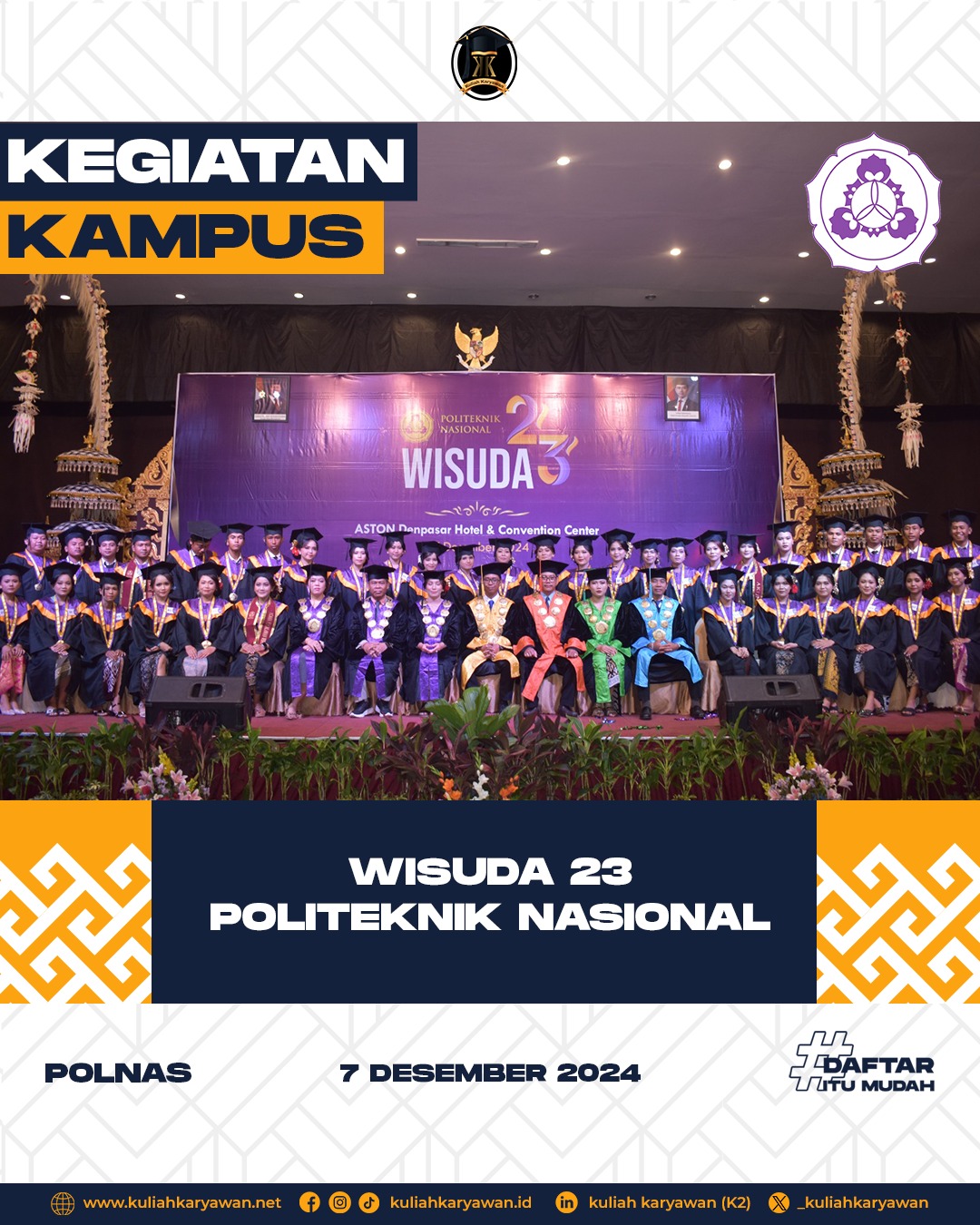 Wisuda 23 Politeknik Nasional K2 Kelas Karyawan
