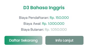RINCIAN HARGA D3 BAHASA INGGRIS POLITEKNIK ALKON