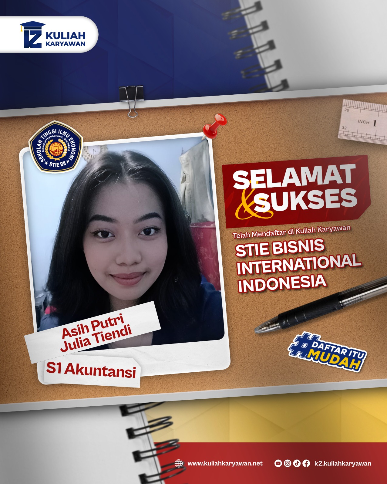 Pendaftaran Kuliah Online Via Website di Kampus STIE BII