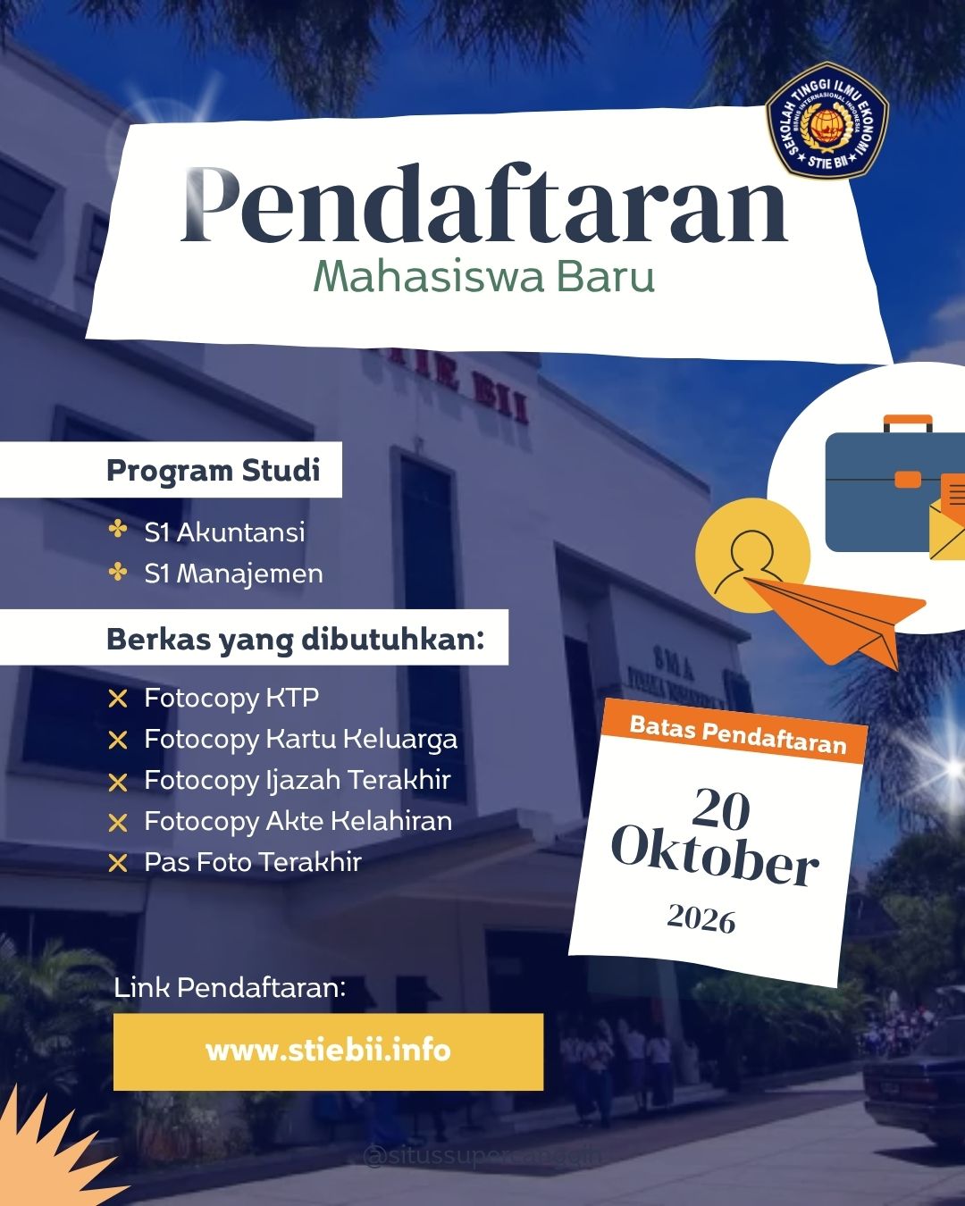 Pendaftaran Mahasiswa Baru STIE BII 2026