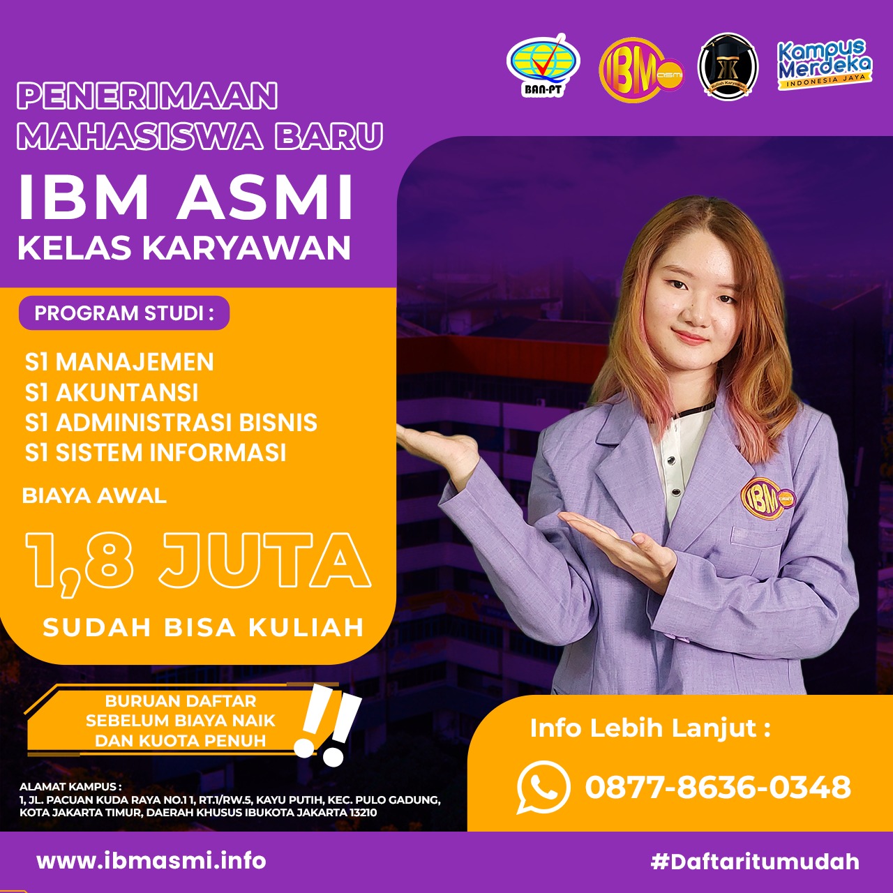 Institut Bisnis & Multimedia Asmi Membuka Kelas Karyawan Dengan Jadwal Kuliah Fleksibel 