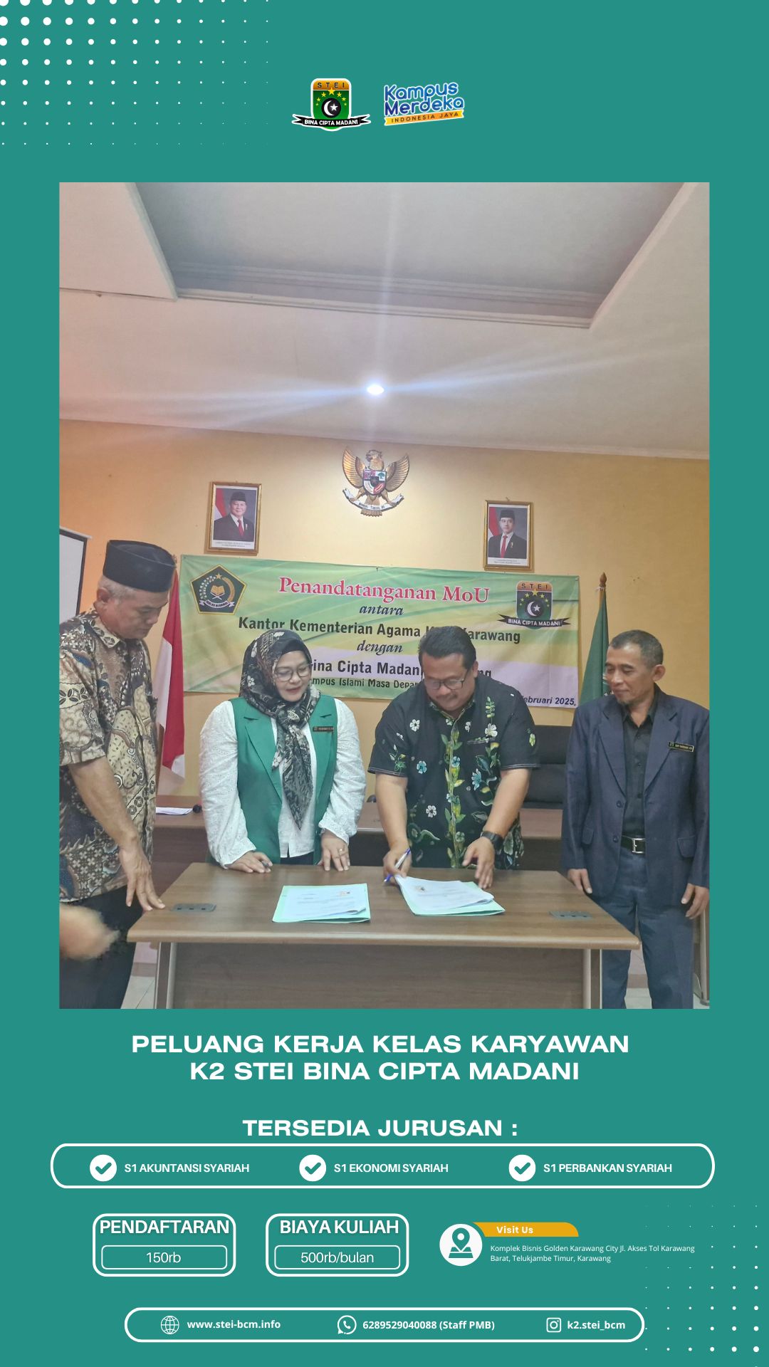 Peluang kerja kuliah kelas karyawan K2 STEI Bina Cipta Madani 