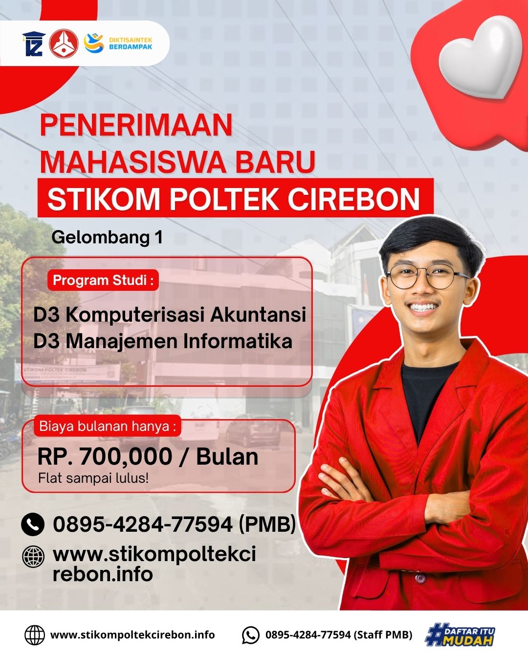 Pendaftaran Mahasiswa Baru D3 Gelombang 1 STIKOM Poltek Cirebon