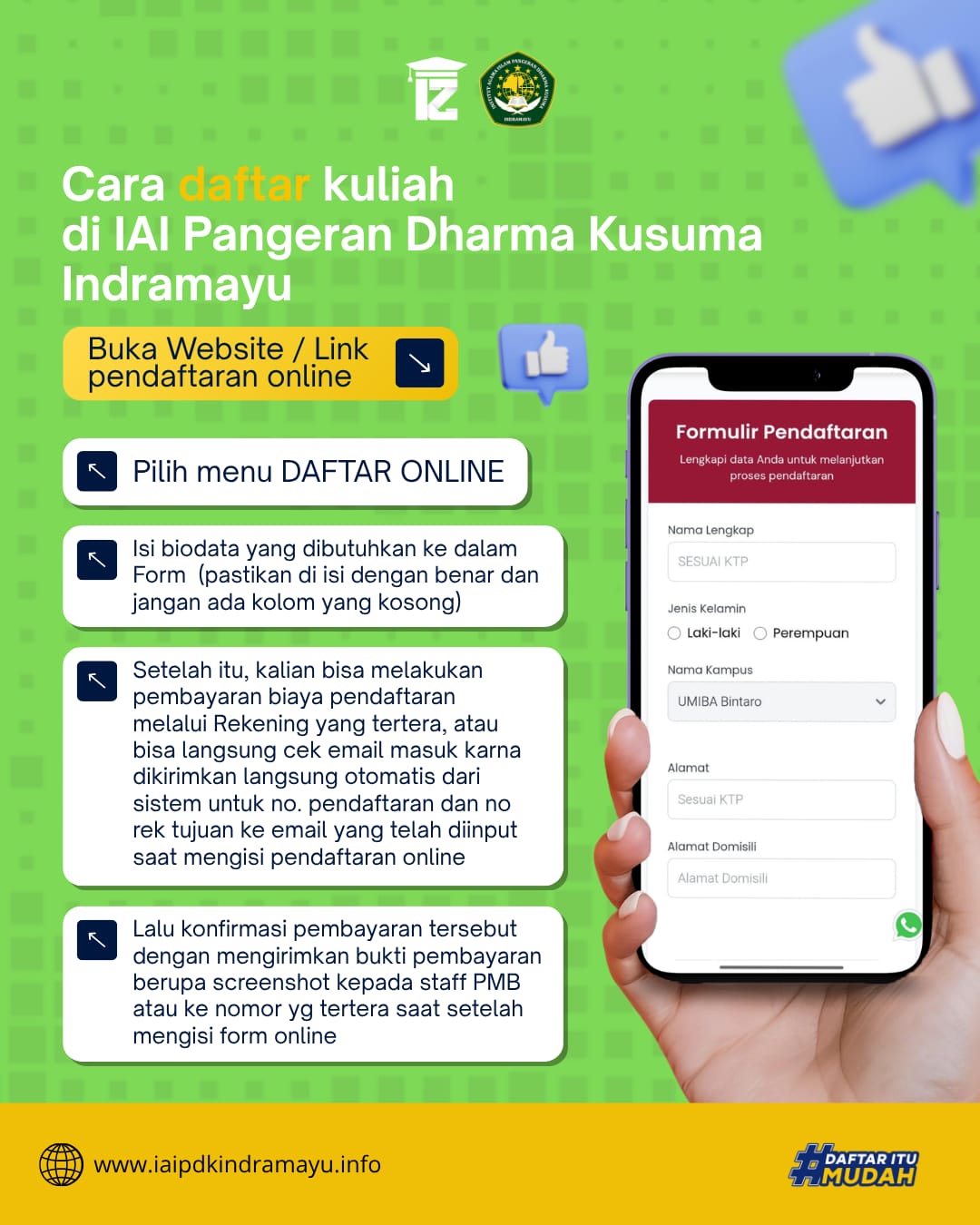 Cara Mudah Daftar Kuliah di IAI PDK Indramayu