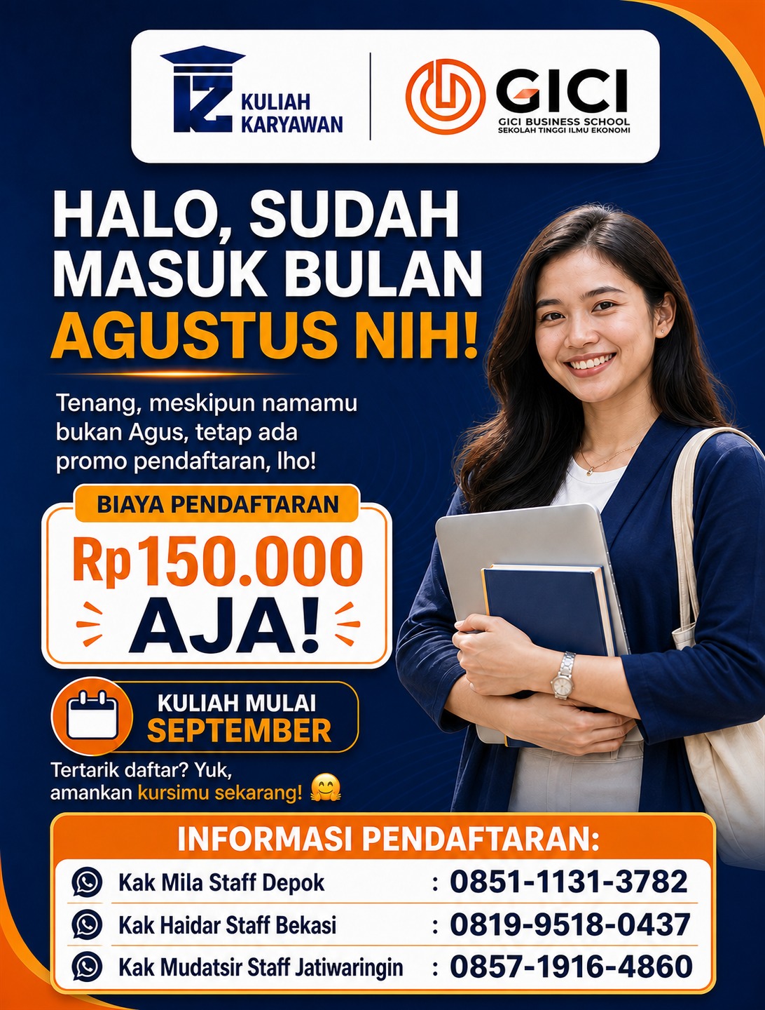 Promo Pendaftaran Kuliah Karyawan STIE GICI Mulai September Hanya Rp150.000