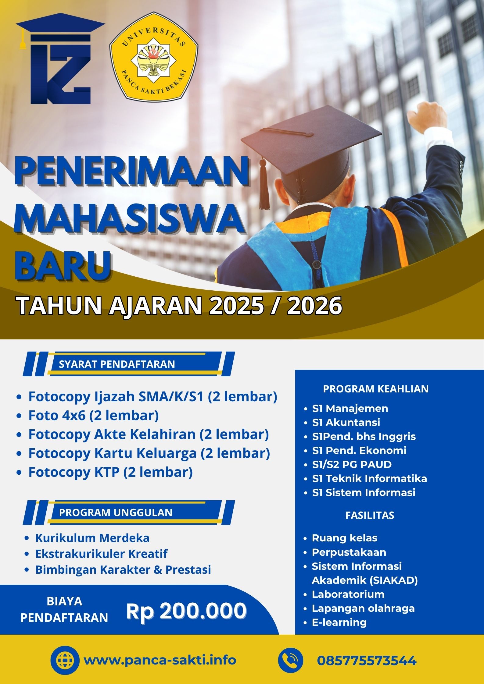 Pendaftaran Kuliah 2026 Glombang 1 Kampus Universitas Panca Sakti Bekasi Sudah Di Buka