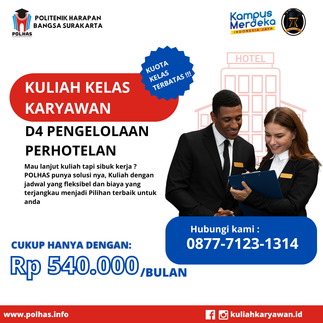 Pendaftaran Kuliah Jurusan D4 perhotelan Kampus POLHAS