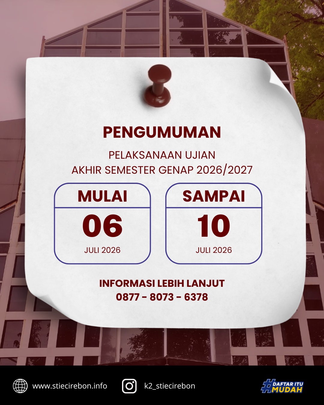 Pengumuman Pelaksanaan UAS Genap 2026/2027 STIE Cirebon