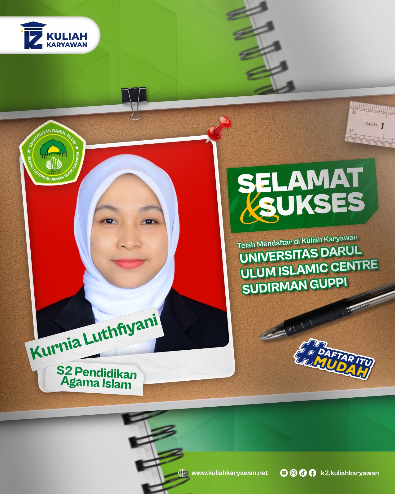 Selamat dan Sukses telah mendaftar di UNDARIS