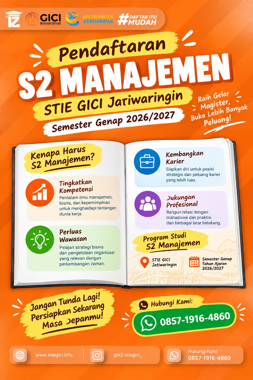 Pendaftaran S2 Manajemen STIE GICI Jatiwaringin Semester Genap 2026/2027