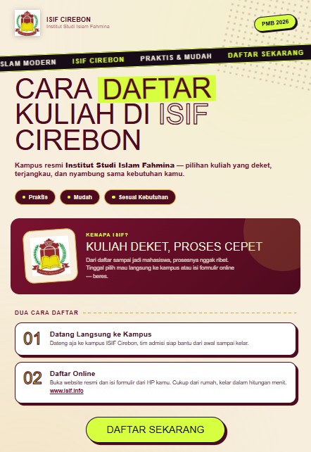 Cara Daftar Kuliah di K2 ISIF Cirebon