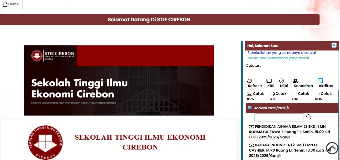 Kartu Ujian UTS di eCampus STIE Cirebon
