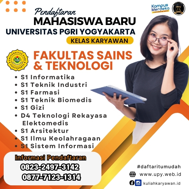 Pendaftaran Mahasiswa Baru Fakultas Sains & Teknologi Universitas PGRI Yogyakarta
