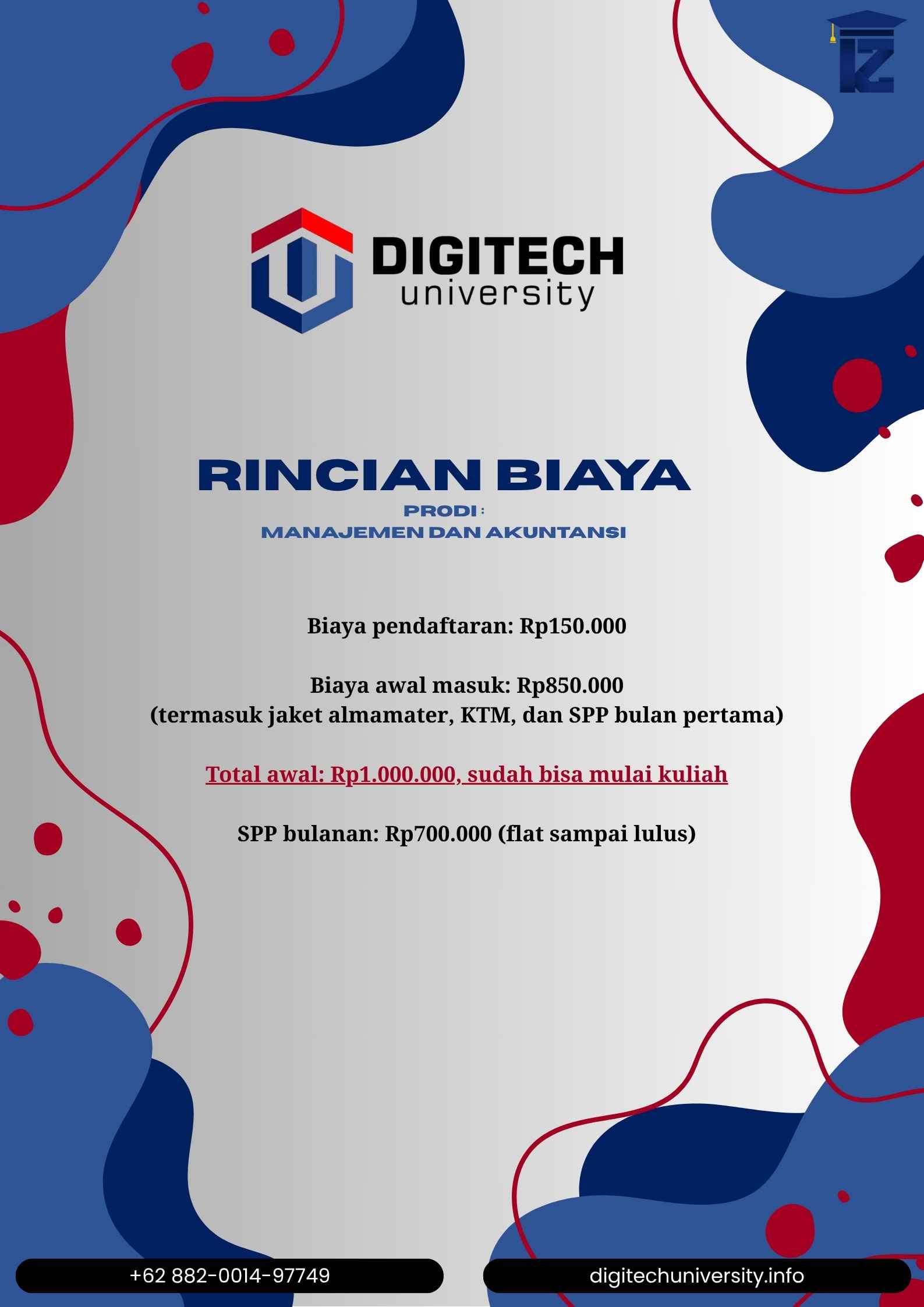 Rincian Biaya Awal Masuk Program Studi Manajemen dan Akuntansi