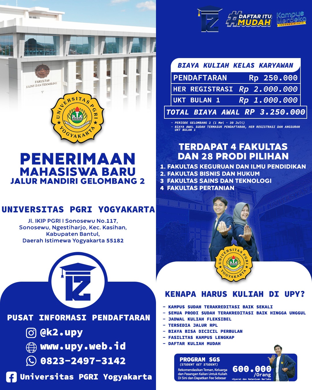 Kuliah Murah dan Fleksibel di K2 UNIVERSITAS PGRI YOGYAKARTA