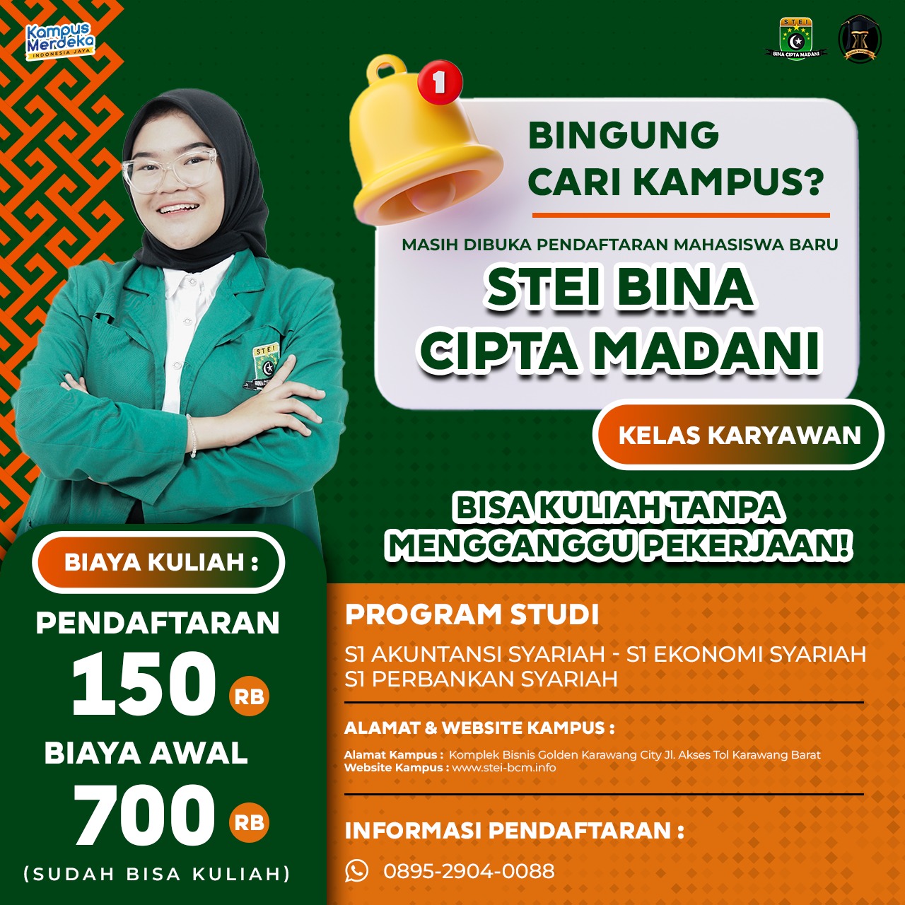 Pendaftaran program kelas karyawan di kampus STEI Bina Cipta Madani 