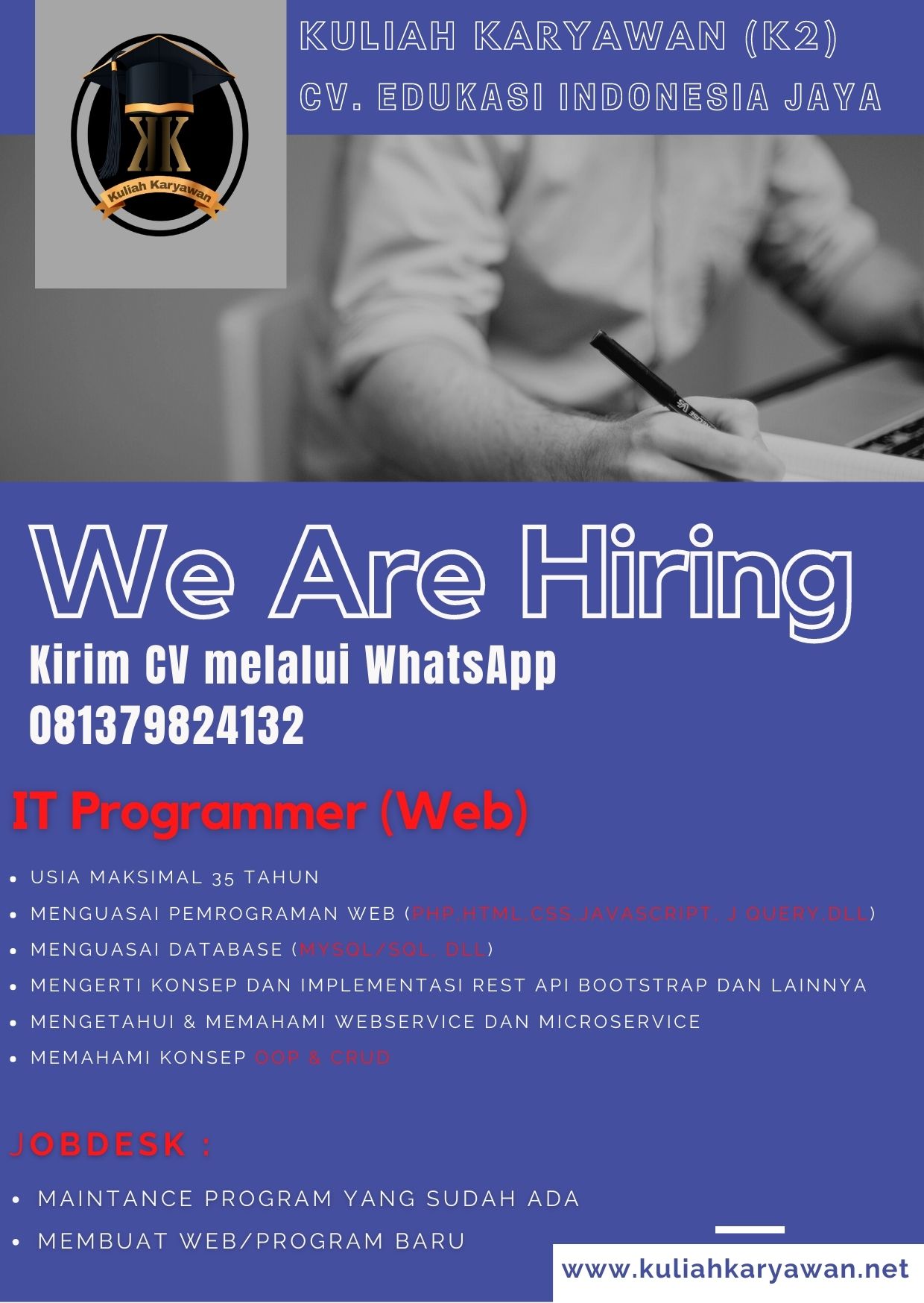 Dibutuhkan IT Programmer (Web)