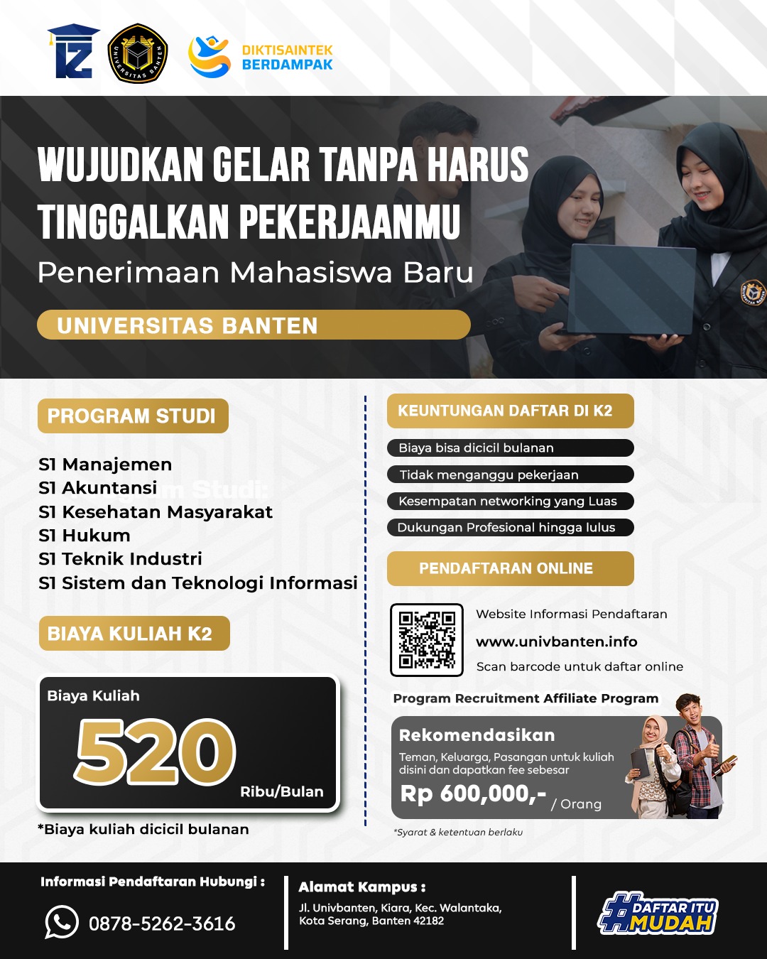 Penerimaan Mahasiswa Baru Semester Ganjil Kampus Universitas Banten Masih Di Buka