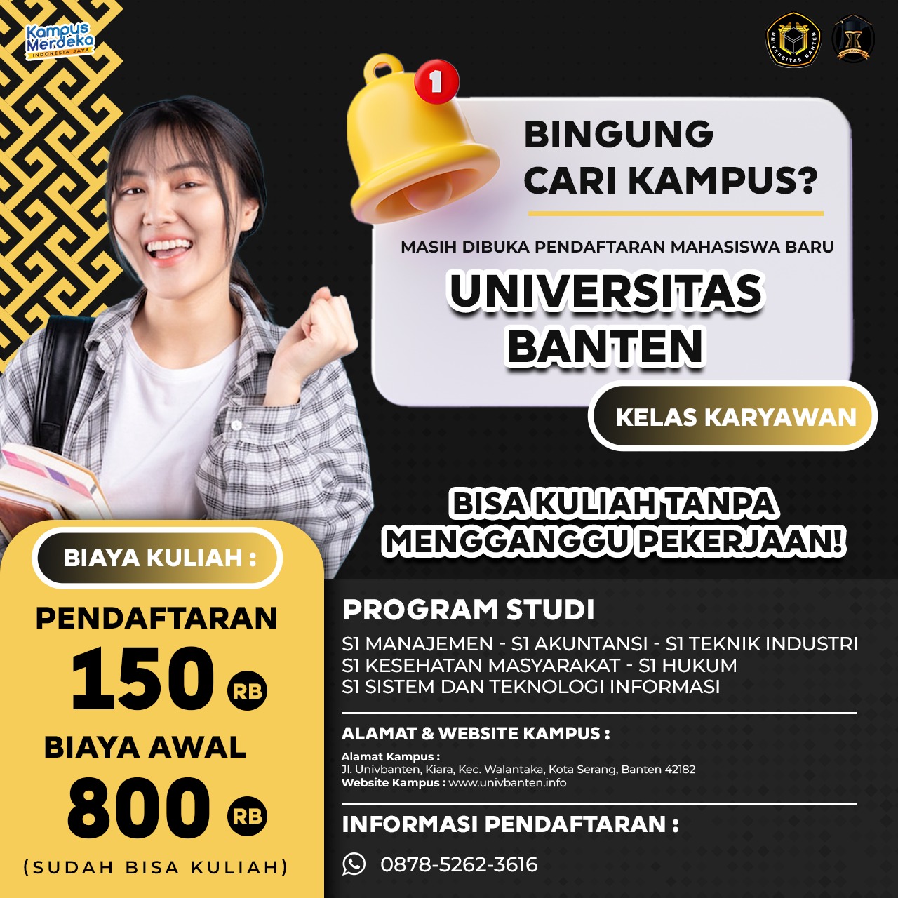 150rb Sudah Bisa Daftar Kuliah Di Kampus Universitas Banten