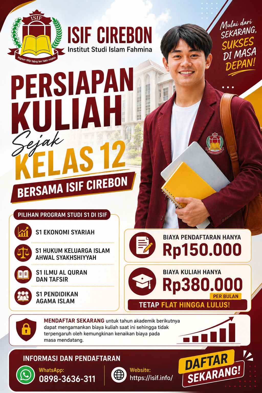 Persiapkan masa depan sejak kelas 12 dengan memilih jurusan dan kampus yang tepat. ISIF menawarkan p
