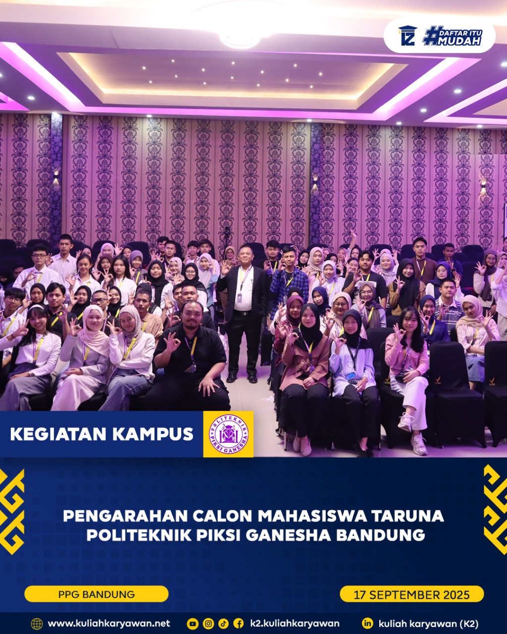 Pengarahan Calon Mahasiswa Taruna Politeknik Piksi Ganesha Bandung September 2025