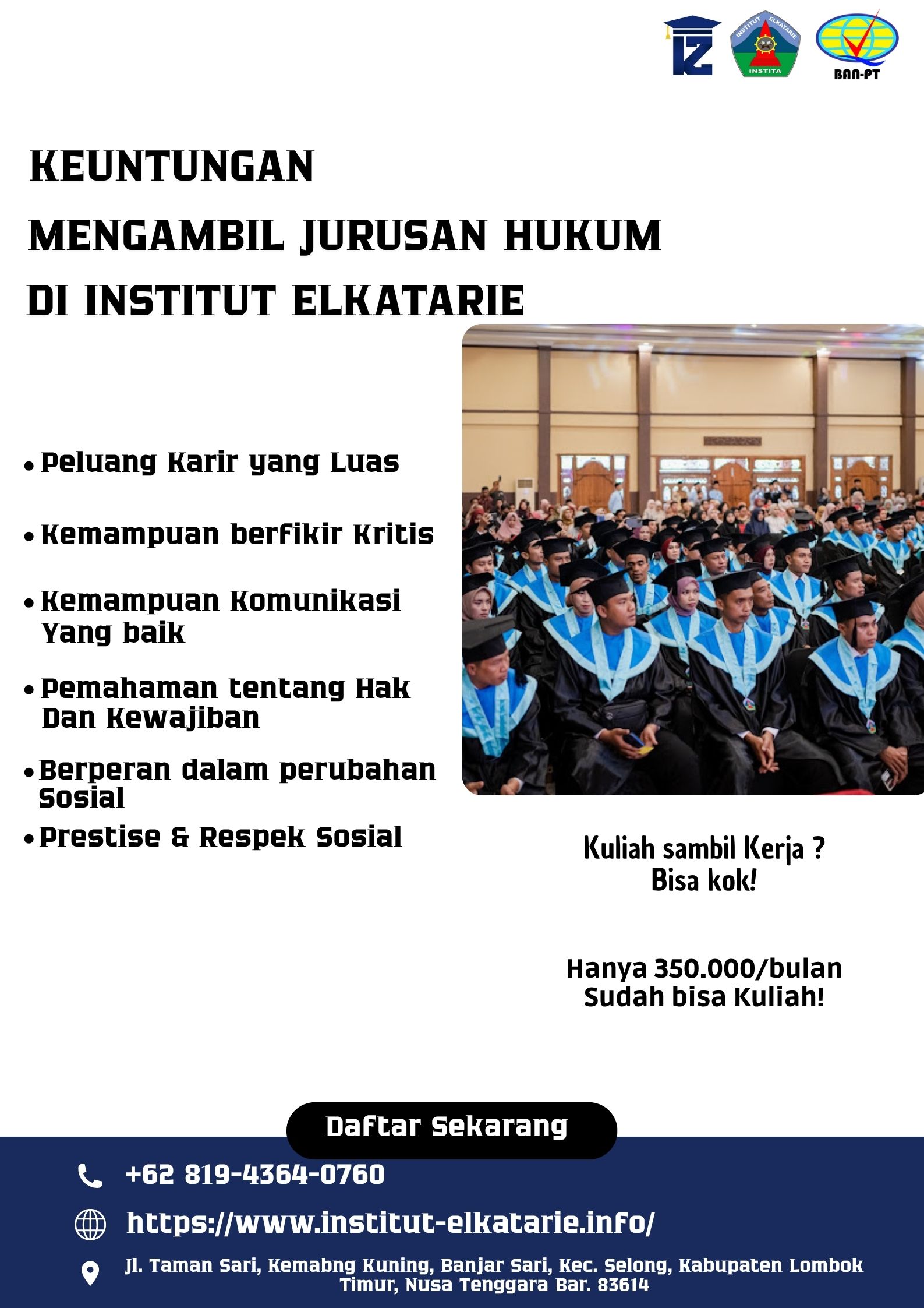 Pendaftaran Kelas Karyawan di Institut ElKatarie Lombok masih di Buka