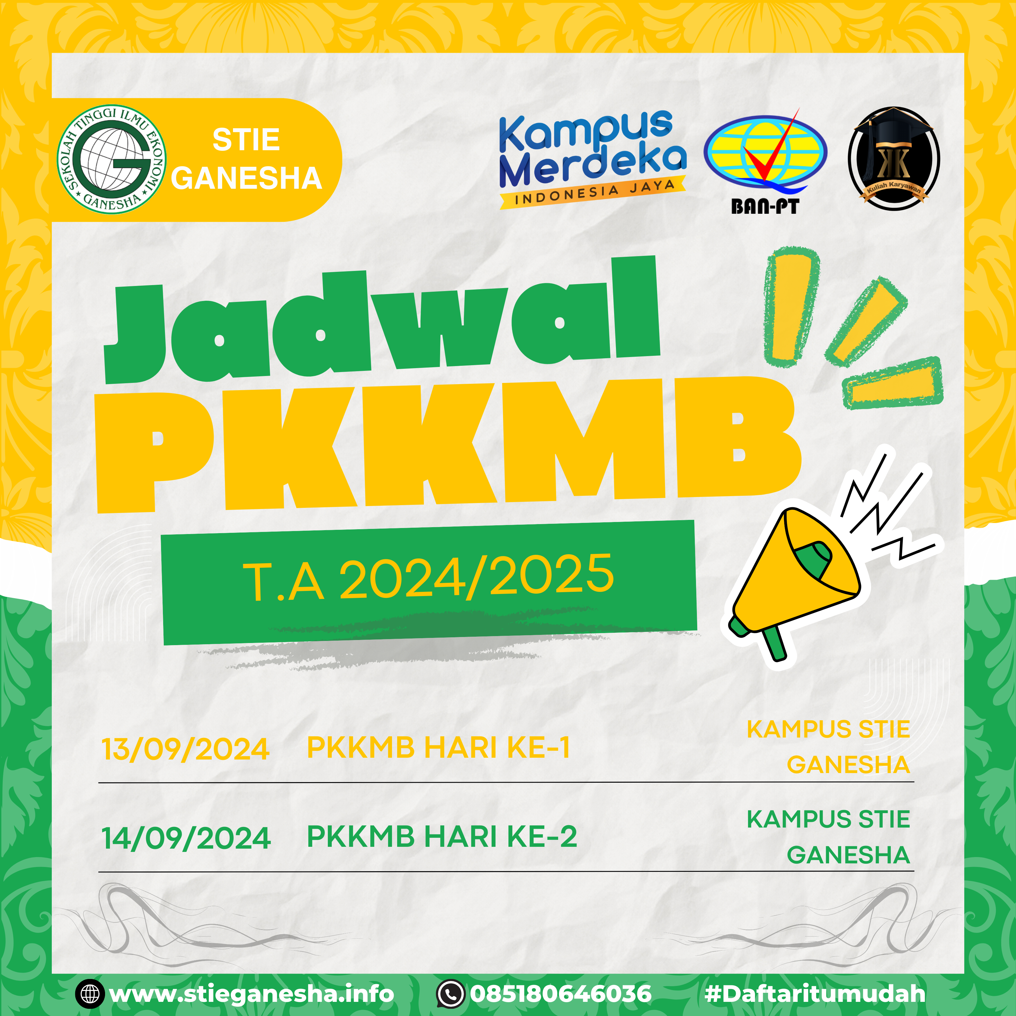 Jadwal PKKMB Di Kampus STIE Ganesha 