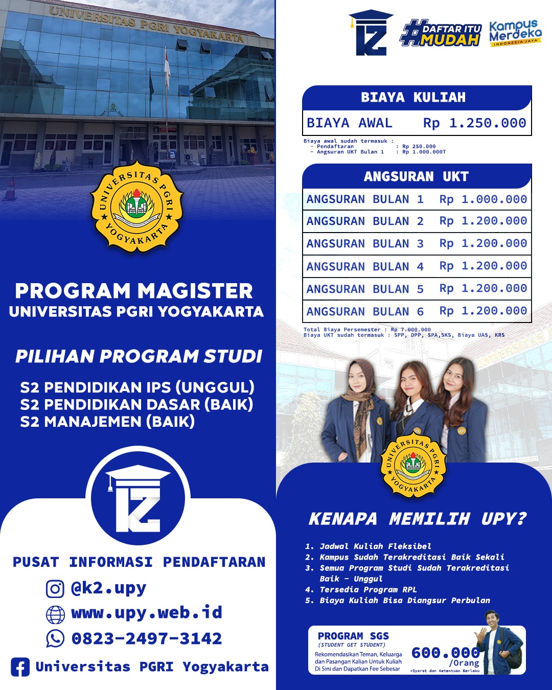 Biaya Kuliah S2 di Universitas PGRI Yogyakarta Terjangkau, Mulai 1,2 Juta per Bulan