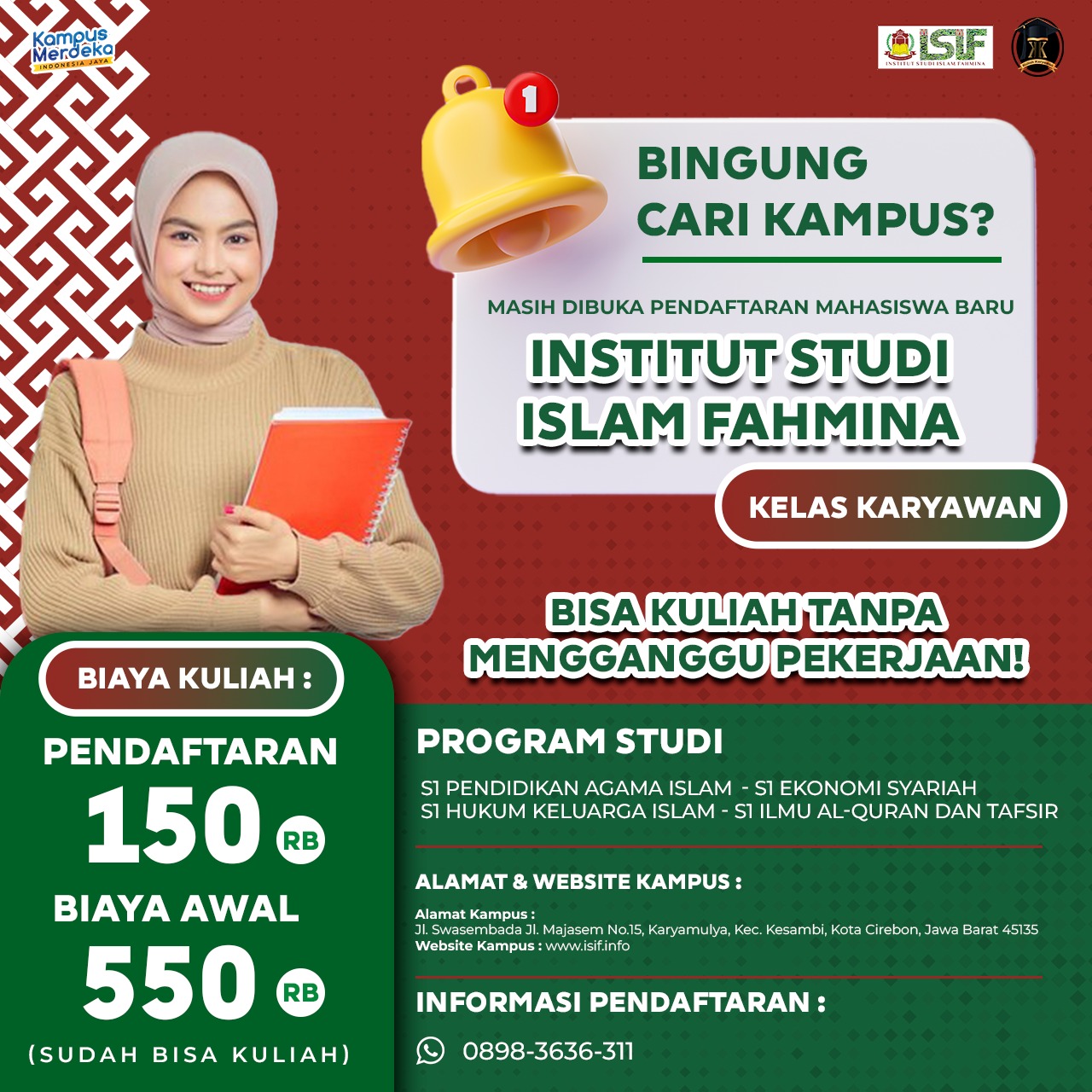 Kuliah di K2 ISIF Cirebon Biaya bisa di Cicil