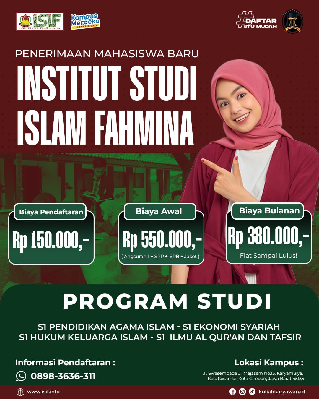 Biaya kuliah di kampus Institut Studi Islam Fahmina