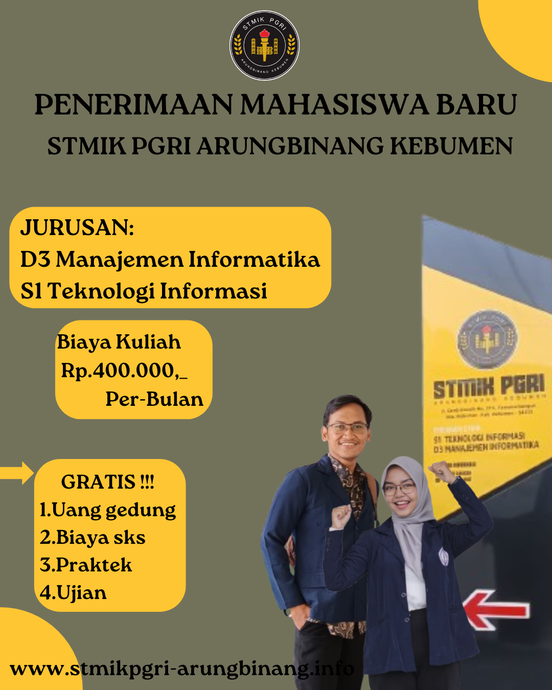 Rincian Biaya Kuliah di STMIK PGRI Arungbinang Kebumen Sampai Lulus