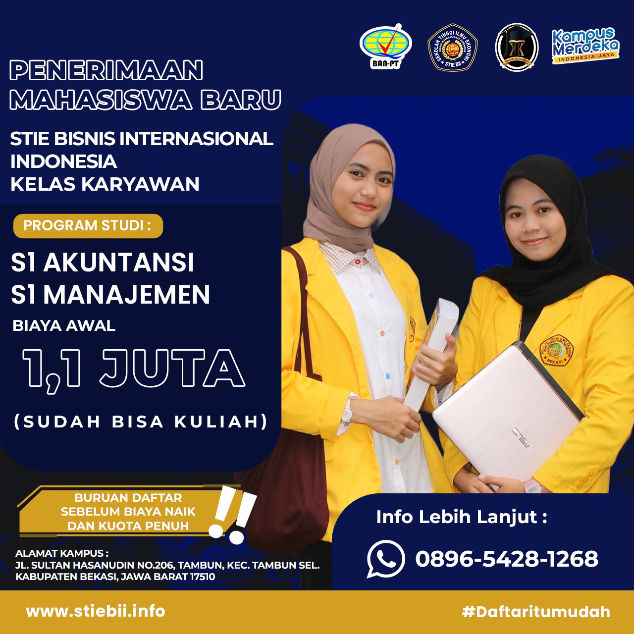 Biaya Awal Masuk Kuliah di STIE BII Bekasi