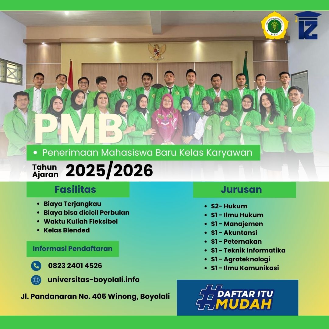Cara Daftar Mahasiswa Baru Kelas Karyawan Kampus Universitas Boyolali UBY