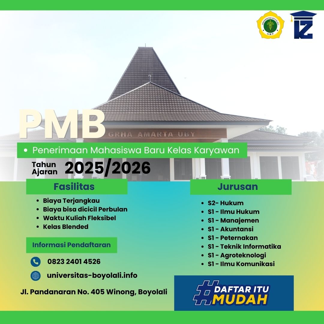 Pendaftaran Mahasiswa Baru Kelas Karyawan Universitas Boyolali K2