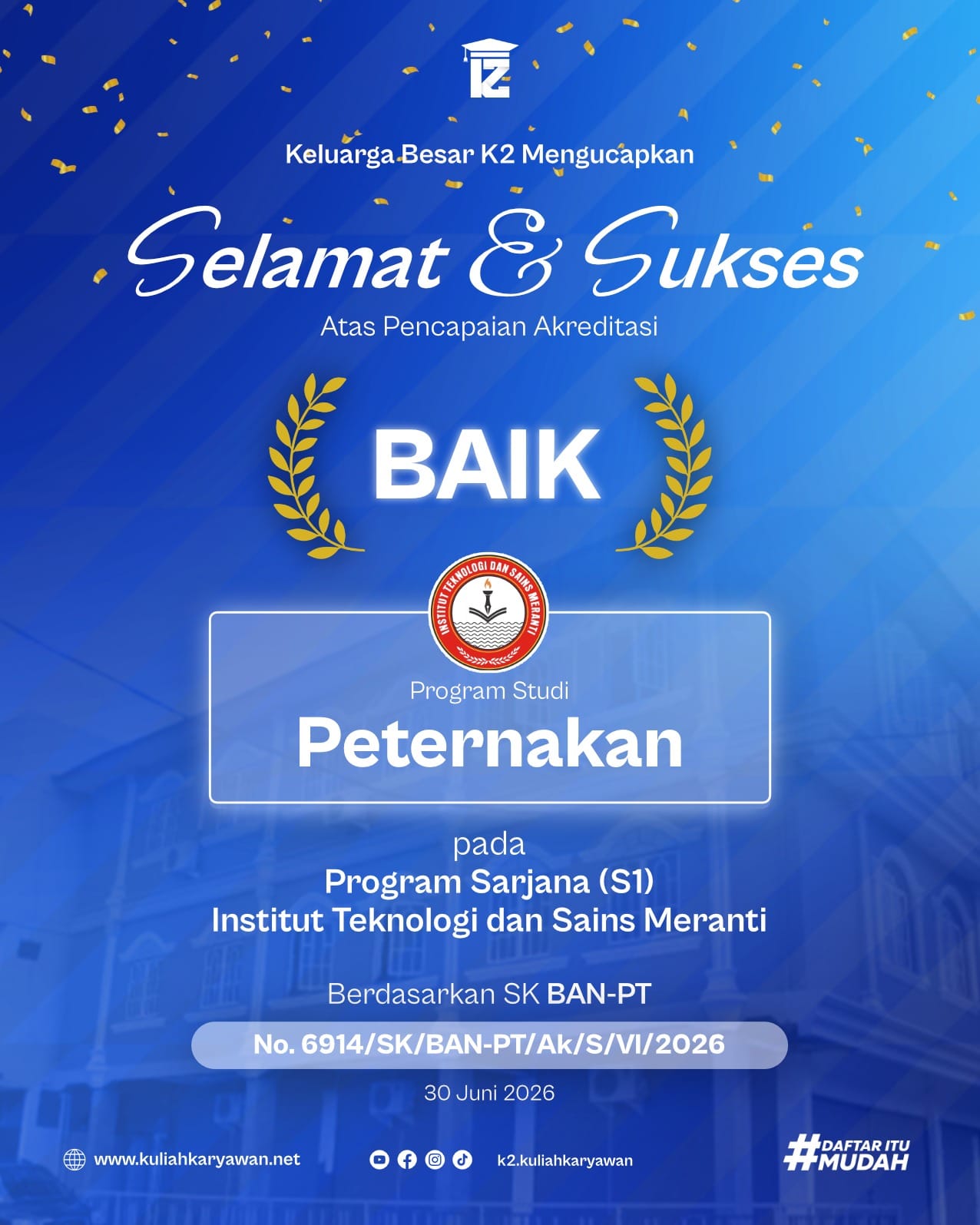 Akreditasi Peternakan Insitut Teknologi Dan Sains Meranti Batam