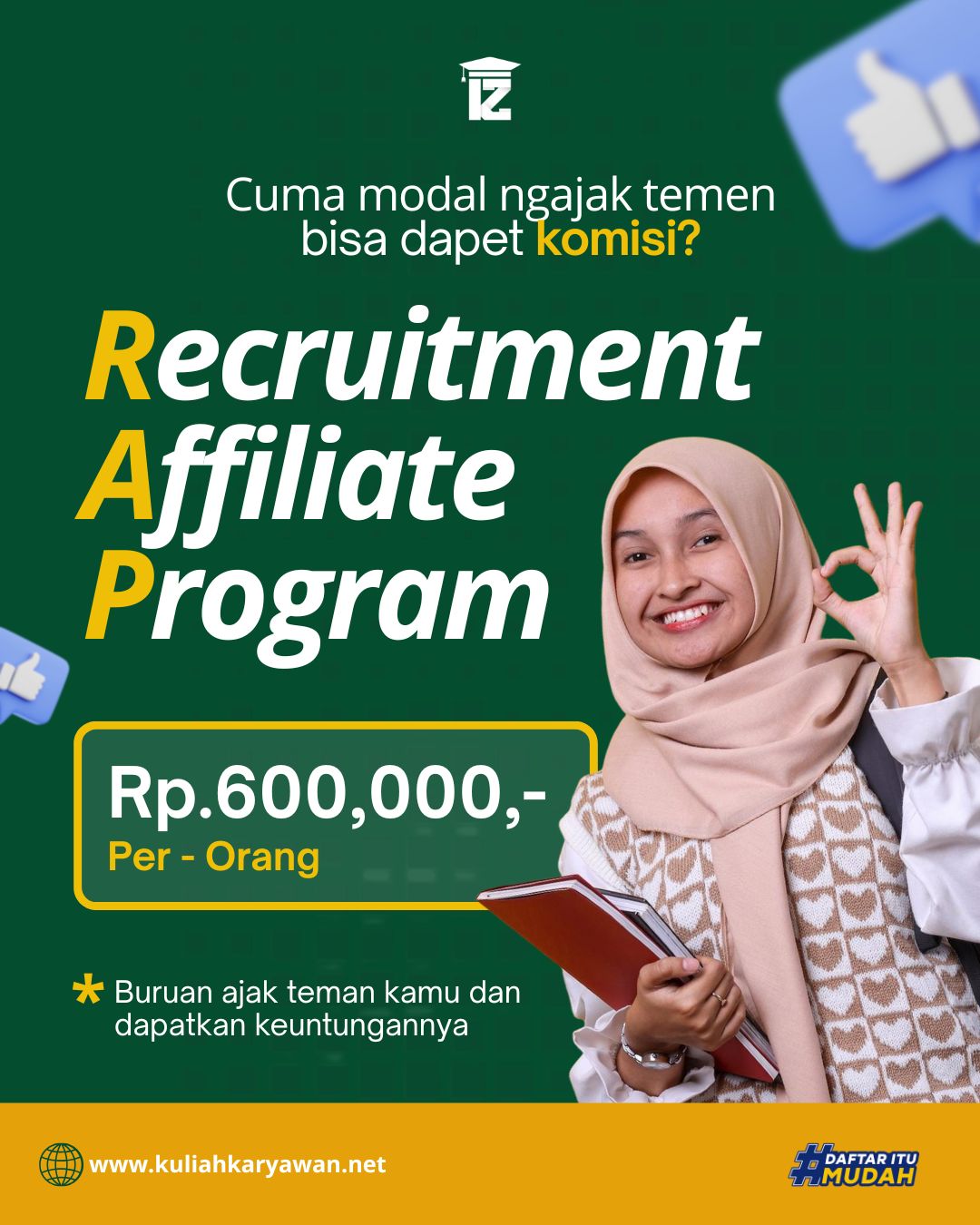 Dapat Komisi Rp600.000 Lewat Recruitment Affiliate Program Universitas Islam Depok