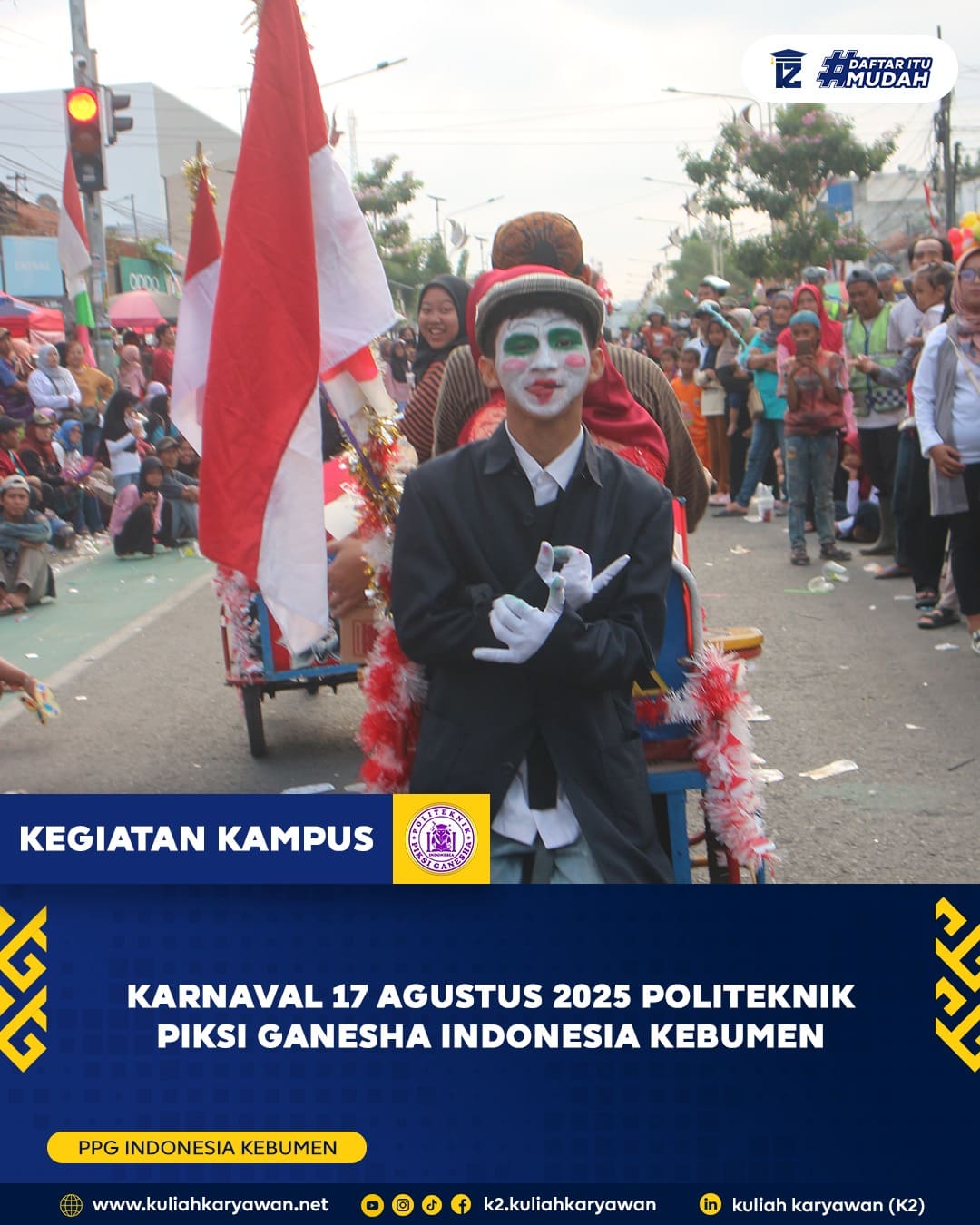 Karnaval Politeknik Piksi Ganesha Indonesia di Kebumen